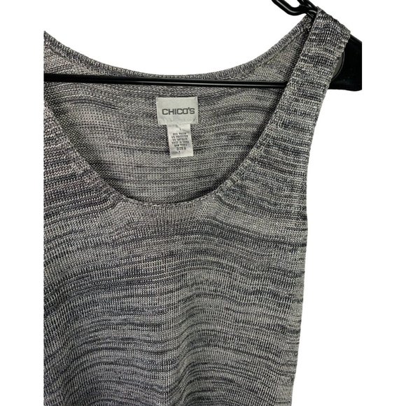 Chicos Size 0 Silver Metallic Tank Top Small Stretch Holiday Party Cocktail - Picture 3 of 5